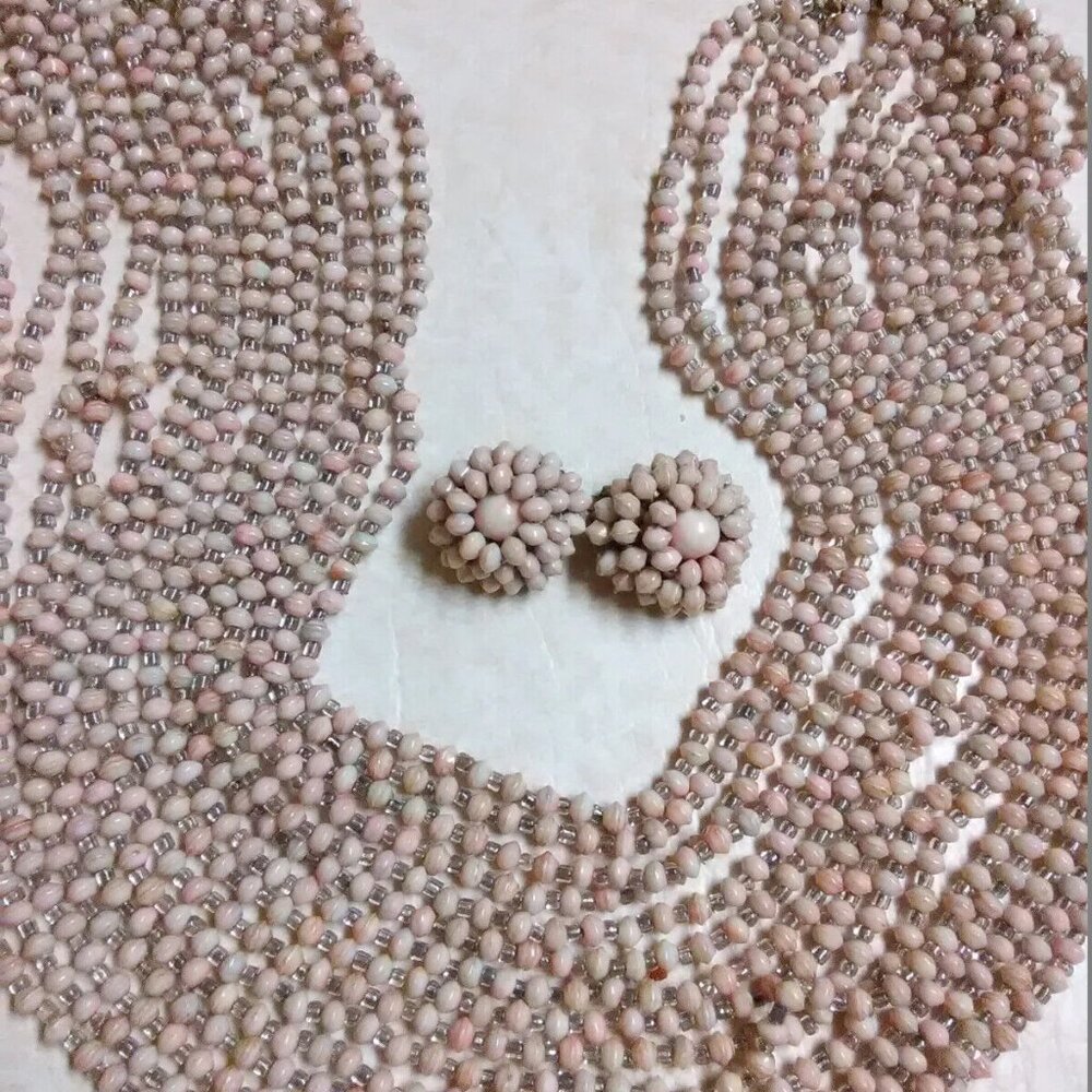 VINTAGE Hong Kong multi strand necklace / earrings set - Picture 13 of 13